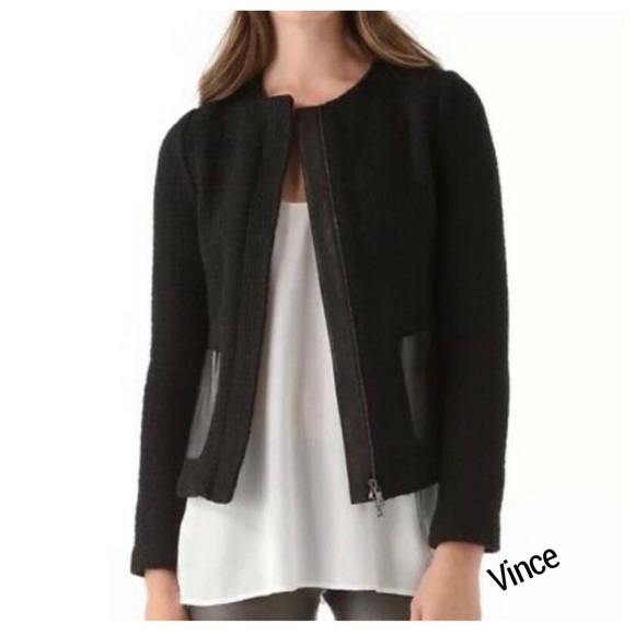 Vince Jackets & Blazers - 🧥Vince wool basket weave leather zip moto jacket ❤️